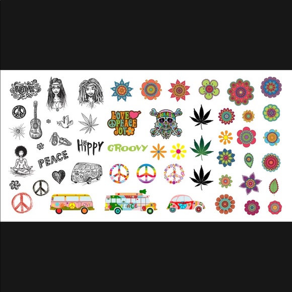 💌BO/GO$6 Hippy 70’s Transfer Nail Decals - Picture 2 of 5
